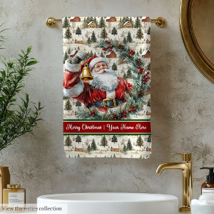 Classic Holiday Santa Claus Bath Towel Set