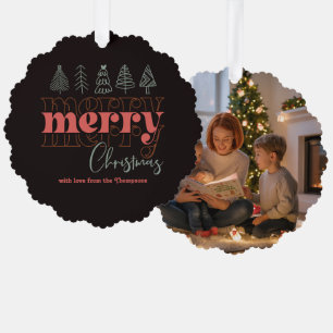 Classic Holiday Scribbles Merry Christmas Keepsake Tree Decoration Card