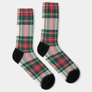 Classic Holiday Tartan Plaid Initials Festive Socks