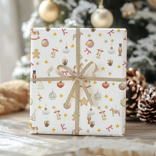 Classic Holiday Toy and Ornament Christmas Wrapping Paper