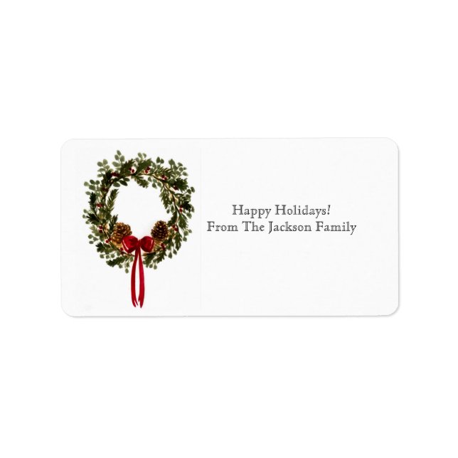 Classic Holiday Wreath Return Address Label (Front)