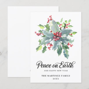 Classic Holly and Berry 2022 Christmas Greeting Ho Holiday Card