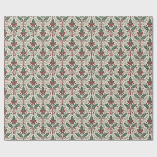 Classic Holly Damask Wrapping Paper