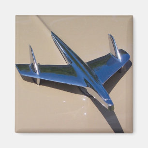 classic hood ornament with beigh background magnet