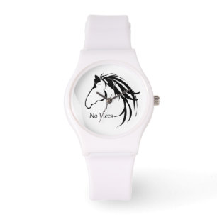 Classic Horse Head Logo Horses No Vices Quote Watch