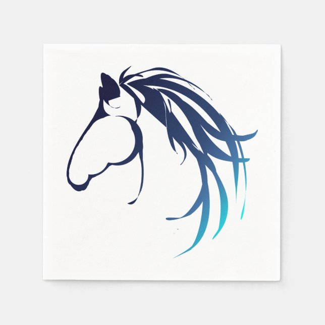 Classic Horse Head Logo in Blue Napkin (Front)