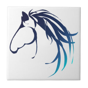 Classic Horse Head Logo in Blue Tile
