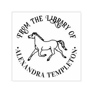 Classic Horse Running Library Book Name Self-inking Stamp