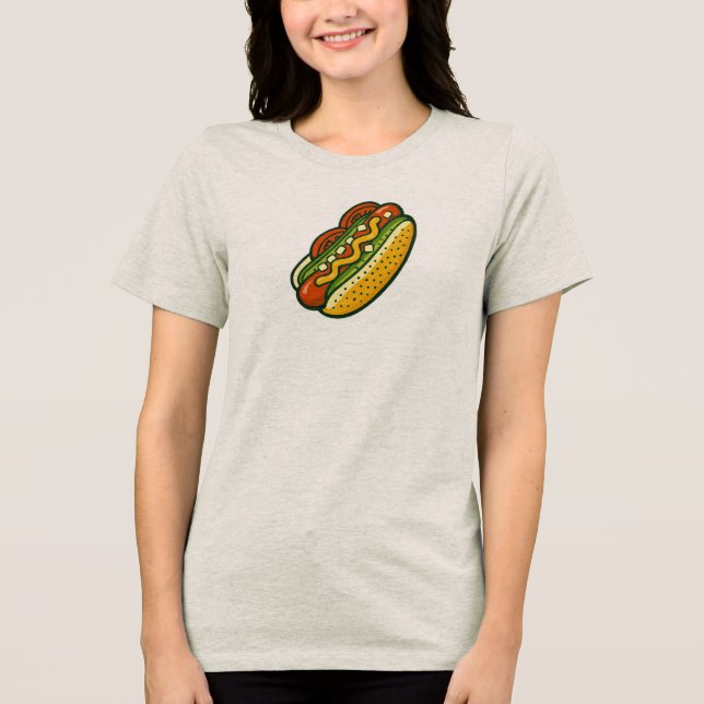 Classic Hot Dog Design Tri-Blend Shirt (Front)