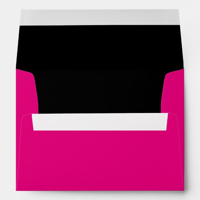 Classic Hot Pink and Black Return Address Envelope (Back (Bottom))