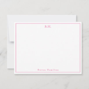 Classic Hot Pink Magenta Monogram Name Minimalist Card