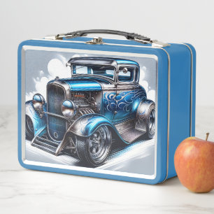 Classic Hot Rod Metal Lunch Box