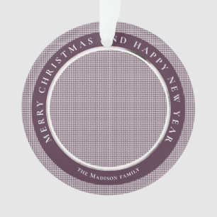 Classic houndstooth Byzantium personalised photo  Ornament