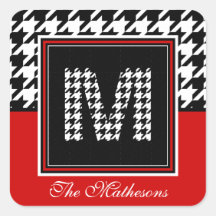 Classic Houndstooth & Monogram | Red Black White
