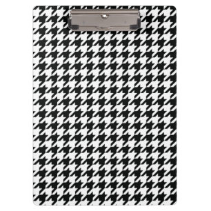 Classic Houndstooth Pattern: Black & White Vintage Clipboard