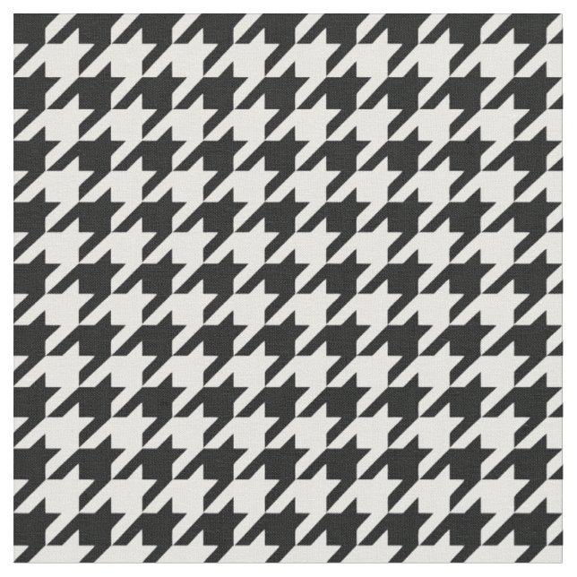 Classic Houndstooth Pattern: Black & White Vintage Fabric (Close Up)