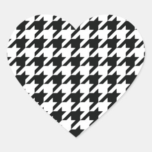 Classic Houndstooth Pattern: Black & White Vintage Heart Sticker