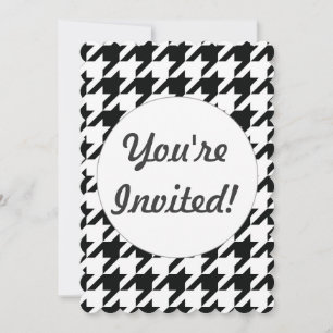 Classic Houndstooth Pattern: Black & White Vintage Invitation