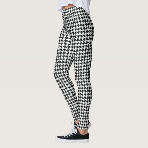 Classic Houndstooth Pattern: Black & White Vintage Leggings