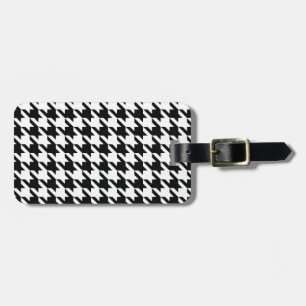 Classic Houndstooth Pattern: Black & White Vintage Luggage Tag