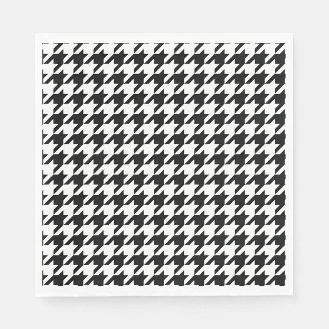 Classic Houndstooth Pattern: Black & White Vintage Napkin (Front)