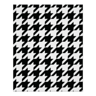 Classic Houndstooth Pattern: Black & White Vintage Poster