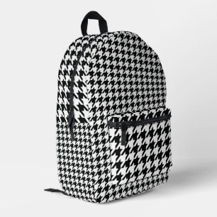Classic Houndstooth Pattern: Black & White Vintage Printed Backpack