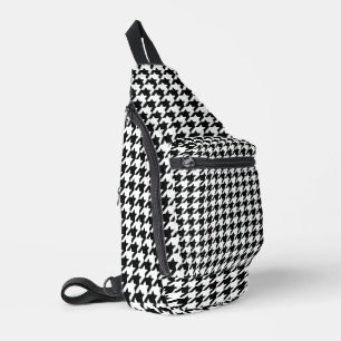 Classic Houndstooth Pattern: Black & White Vintage Sling Bag