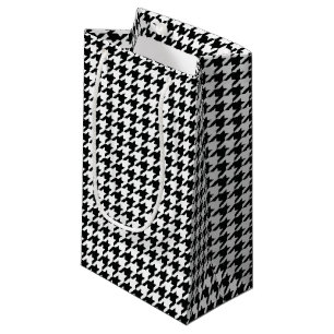 Classic Houndstooth Pattern: Black & White Vintage Small Gift Bag