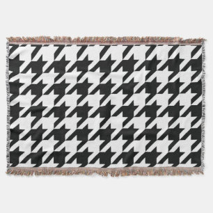 Classic Houndstooth Pattern: Black & White Vintage Throw Blanket