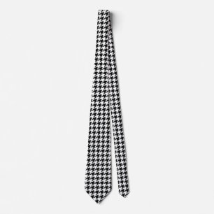 Classic Houndstooth Pattern: Black & White Vintage Tie