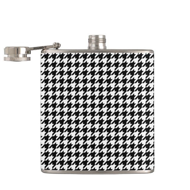 Classic houndstooth pattern Dogstooth check design Hip Flask (Opened)