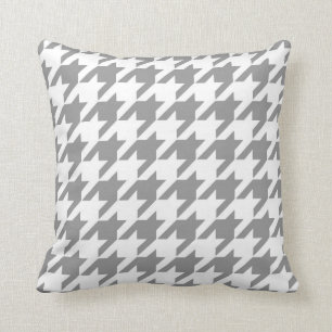 Classic Houndstooth Pattern in Grey and White Cushion