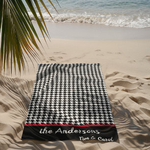 Classic Houndstooth Pattern Pool Beach Towel 70x35