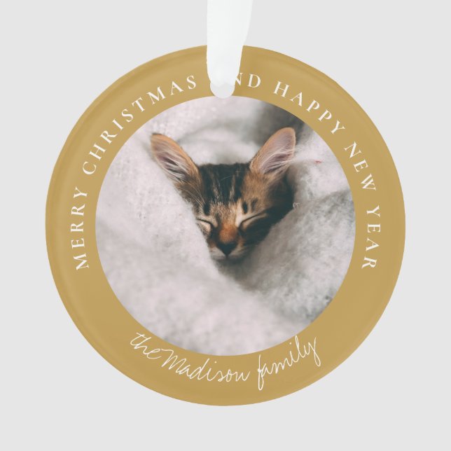 Classic Houndstooth Personalised Photo  Ornament (Front)