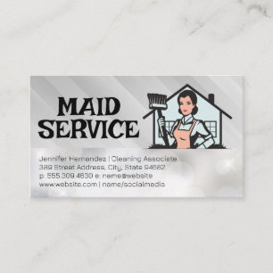 Classic House Maid Holding Broom Business Card