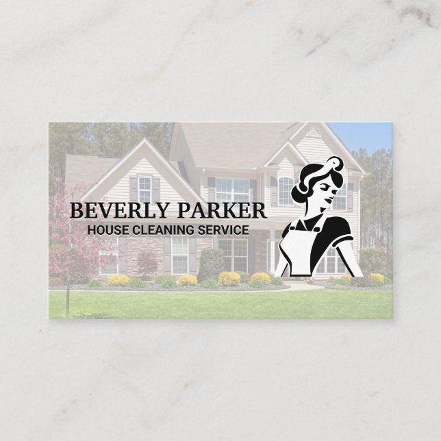 Classic House Maid Logo | Suburbs  Business Card (Front)