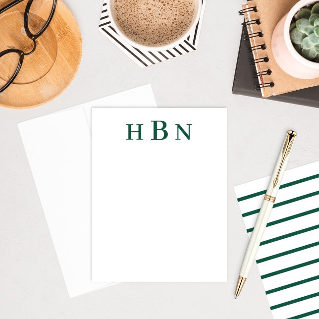 Classic Hunter Green Serif Initials Monogram Card (Creator Uploaded)