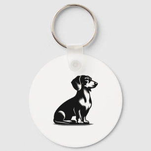 Classic Hunting Dog Vintage Dachshund Drawing Copy Key Ring