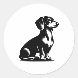 Classic Hunting Dog Vintage Dachshund Drawing Copy Round Sticker