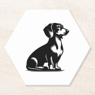 Classic Hunting Dog Vintage Dachshund Drawing Paper Coaster