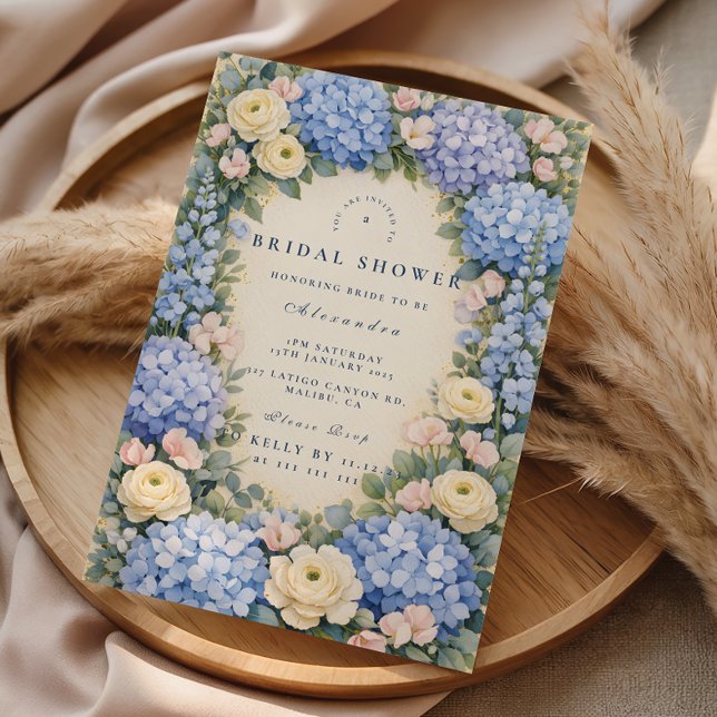 Classic Hydrangea Floral Bridal Shower Invitation (Creator Uploaded)