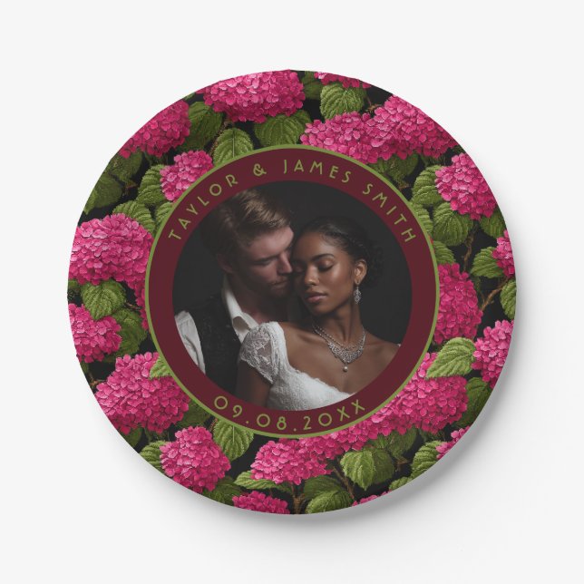 Classic Hydrangeas Plates For Wedding Memories (Front)