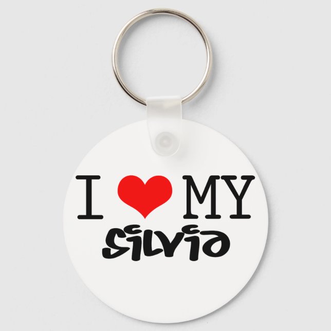 Classic "I Love My Silvia" design Key Ring (Front)