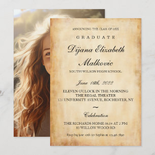 Classic I Old Paper Graduation Invitation