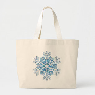 Classic Icy Blue Winter Christmas Snowflake Large Tote Bag