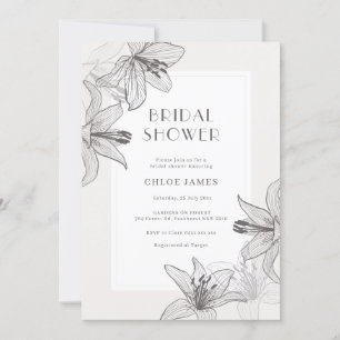 Classic Illustrated Floral Lilies Bridal Shower Invitation