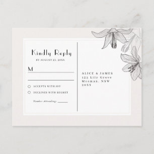 Classic Illustrated Floral Lilies RSVP Postcard