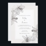 Classic Illustrated Floral Lilies Wedding Invitation<br><div class="desc">Invite guests to your wedding with this customisable wedding invitation,  featuring black and white illustrations of floral lilies with modern font. This wedding invitation is perfect for any season.</div>