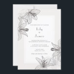Classic Illustrated Floral Lilies Wedding Invitation<br><div class="desc">Invite guests to your wedding with this customisable wedding invitation,  featuring black and white illustrations of floral lilies with modern font. This wedding invitation is perfect for any season.</div>